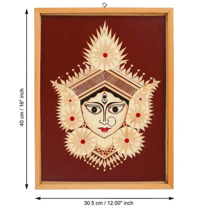 Bamboo Hand Crafted Framed Wall Hangings Of Durga Ji For Home Decor | Bamboo Framed Art For Wall Decor