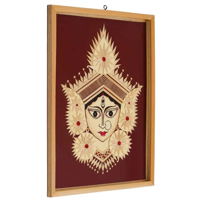 Bamboo Hand Crafted Framed Wall Hangings Of Durga Ji For Home Decor | Bamboo Framed Art For Wall Decor